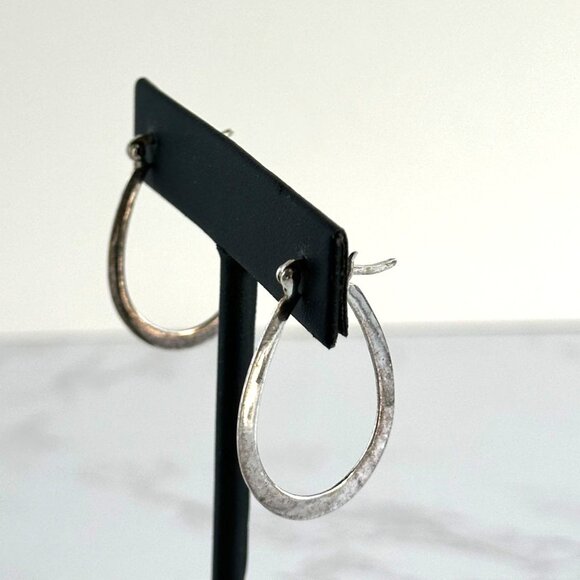 Sterling Silver Oval Hoop Earrings, Lightweight 925 Silver Earrings, Minimalist - Picture 6 of 8